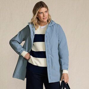 Land's End Waterproof Hooded Blue Jacket Rain Coat Large L